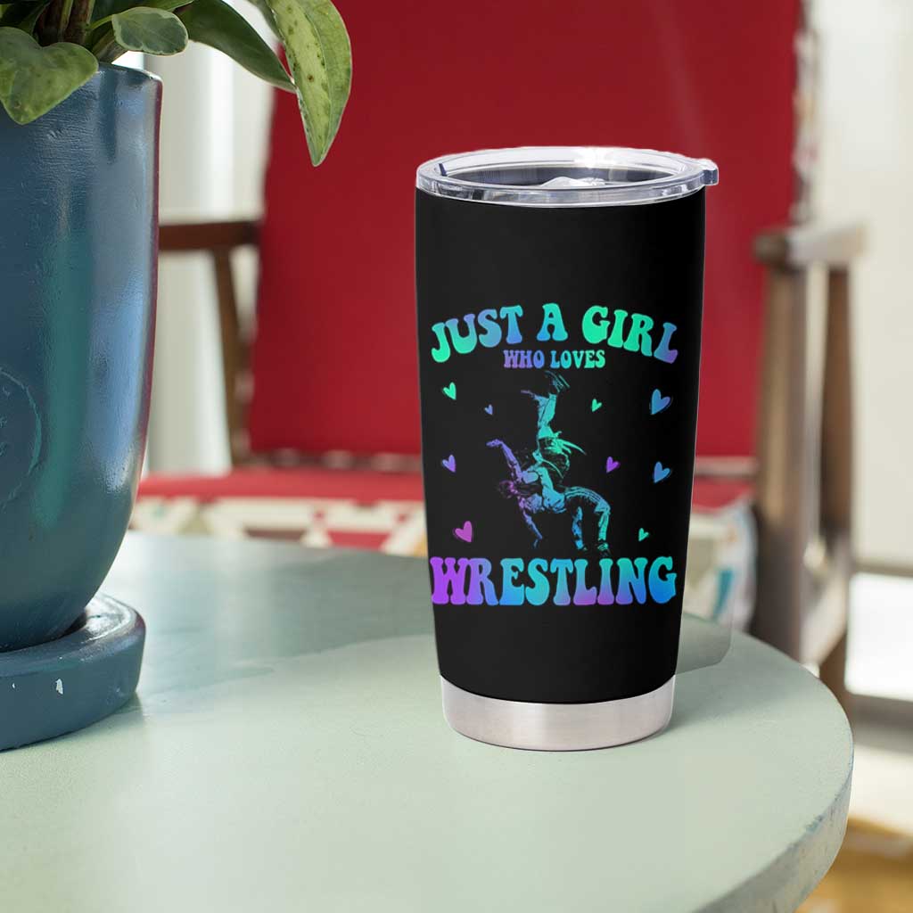 Just A Girl Who Loves Wrestling Tumbler Cup Funny Wrestle Lover Wrestler - Wonder Print Shop