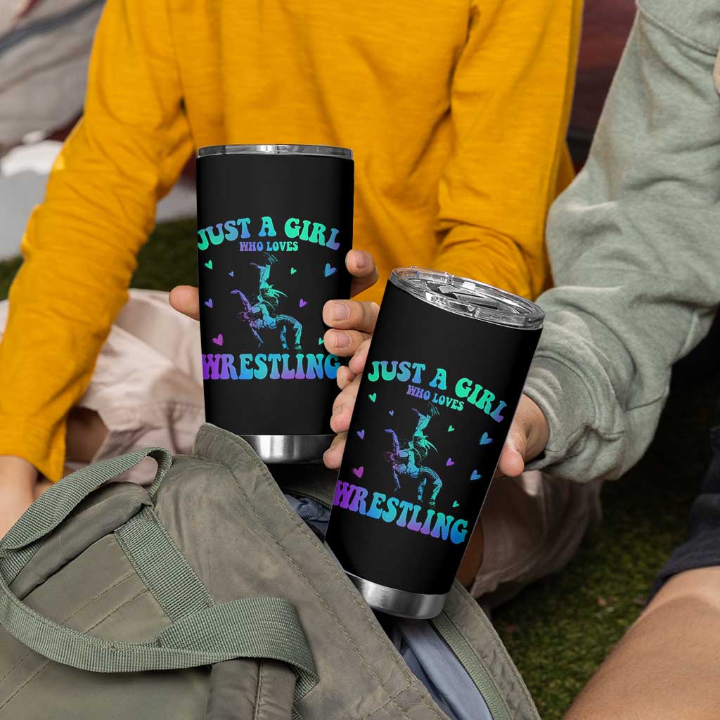 Just A Girl Who Loves Wrestling Tumbler Cup Funny Wrestle Lover Wrestler - Wonder Print Shop