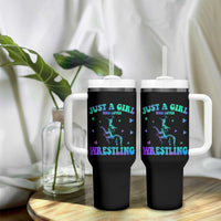 Just A Girl Who Loves Wrestling Tumbler With Handle Funny Wrestle Lover Wrestler - Wonder Print Shop