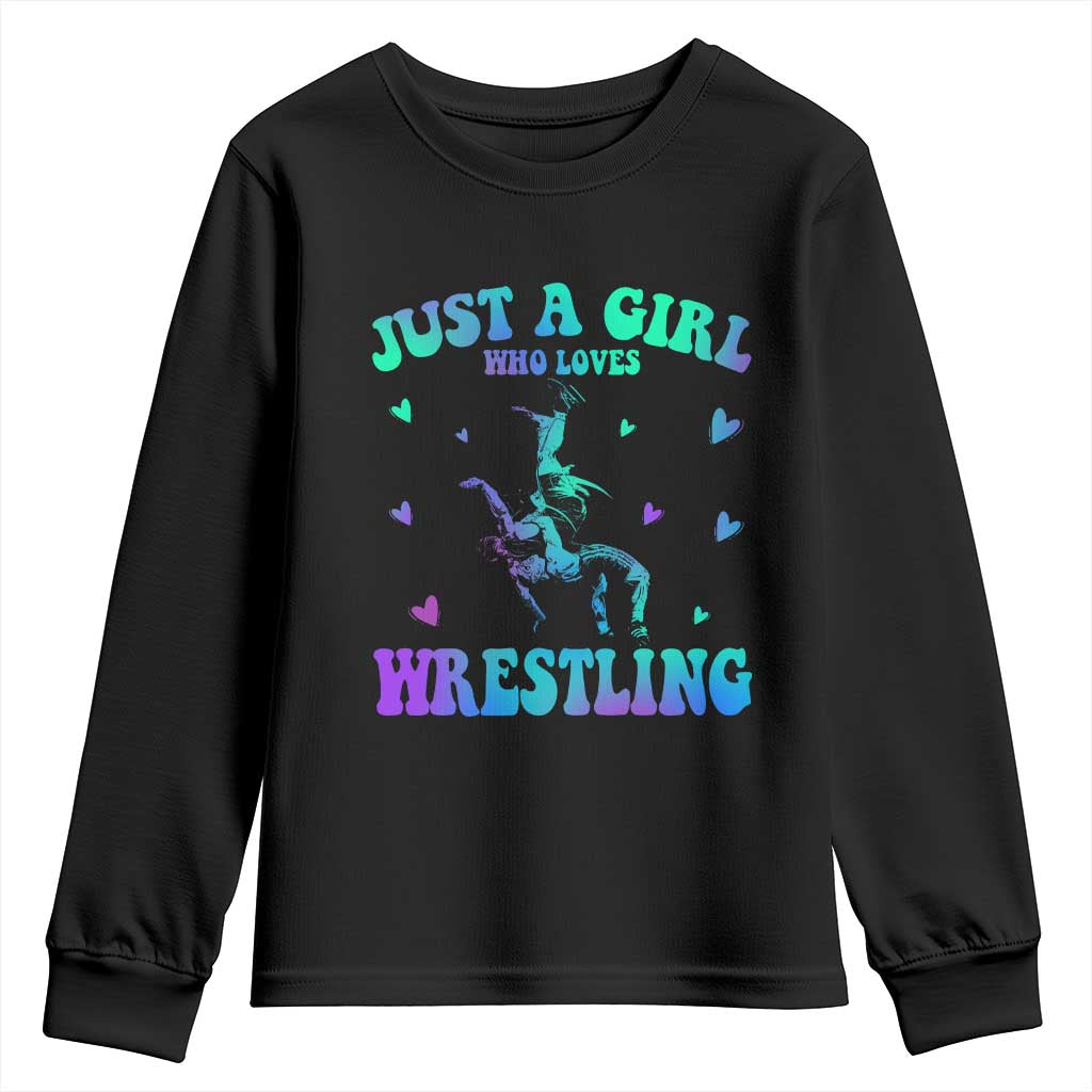 Just A Girl Who Loves Wrestling Youth Sweatshirt Funny Wrestle Lover Wrestler - Wonder Print Shop