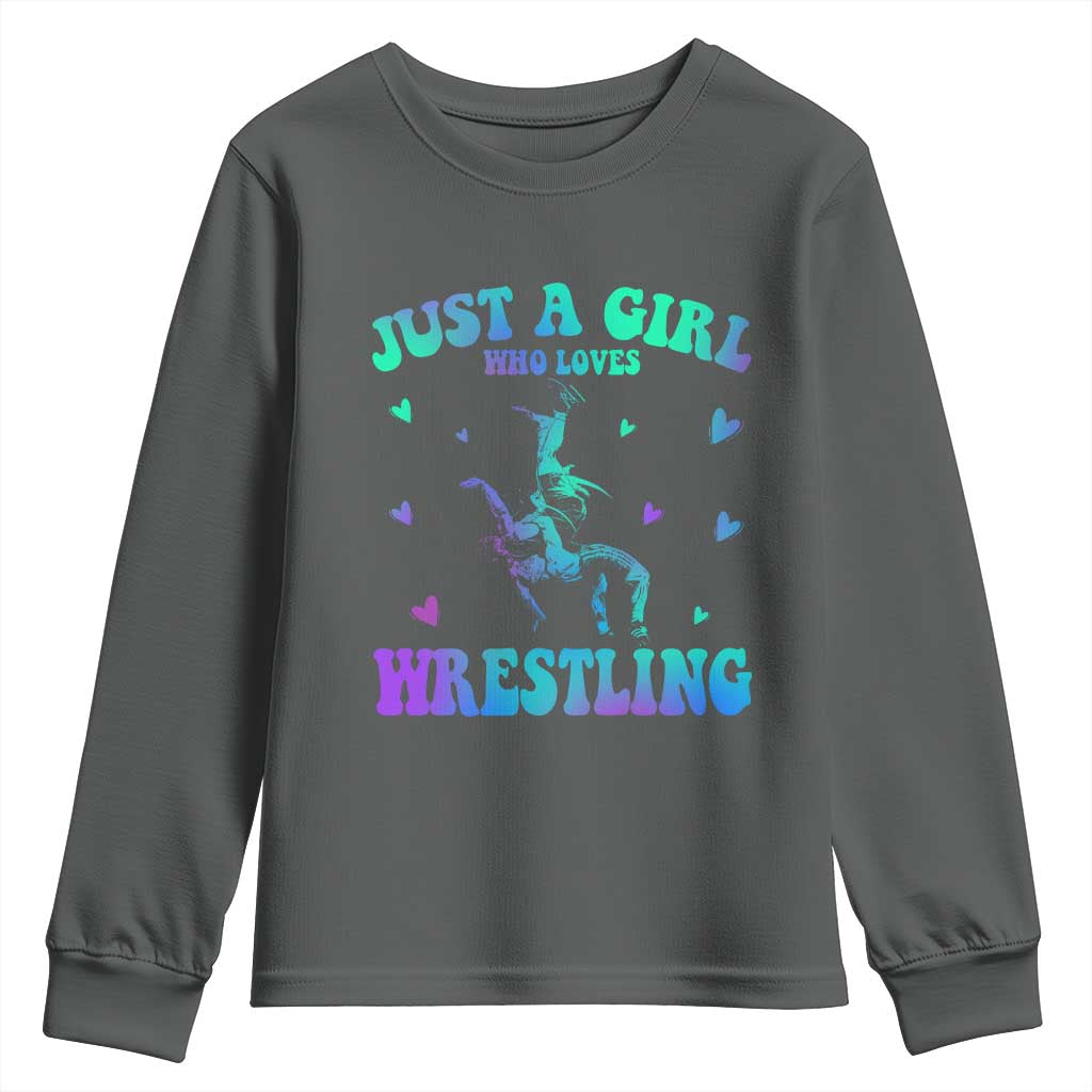 Just A Girl Who Loves Wrestling Youth Sweatshirt Funny Wrestle Lover Wrestler - Wonder Print Shop