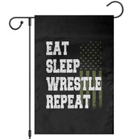 Eat Sleep Wrestle Repeat Garden Flag Funny Wrestling Gym American Flag - Wonder Print Shop
