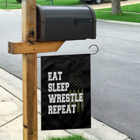 Eat Sleep Wrestle Repeat Garden Flag Funny Wrestling Gym American Flag - Wonder Print Shop