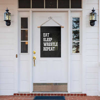 Eat Sleep Wrestle Repeat Garden Flag Funny Wrestling Gym American Flag - Wonder Print Shop