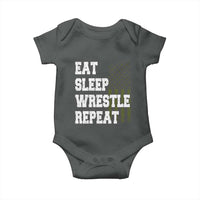 Eat Sleep Wrestle Repeat Baby Onesie Funny Wrestling Gym American Flag - Wonder Print Shop