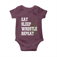 Eat Sleep Wrestle Repeat Baby Onesie Funny Wrestling Gym American Flag - Wonder Print Shop