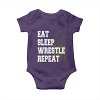 Eat Sleep Wrestle Repeat Baby Onesie Funny Wrestling Gym American Flag - Wonder Print Shop