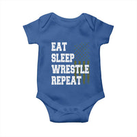 Eat Sleep Wrestle Repeat Baby Onesie Funny Wrestling Gym American Flag - Wonder Print Shop