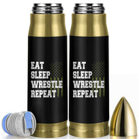 Eat Sleep Wrestle Repeat Bullet Tumbler Funny Wrestling Gym American Flag - Wonder Print Shop