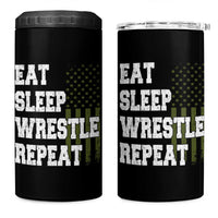 Eat Sleep Wrestle Repeat 4 in 1 Can Cooler Tumbler Funny Wrestling Gym American Flag - Wonder Print Shop
