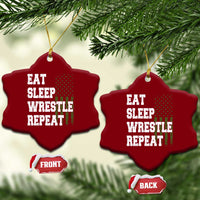 Eat Sleep Wrestle Repeat Ceramic Ornament Funny Wrestling Gym American Flag - Wonder Print Shop
