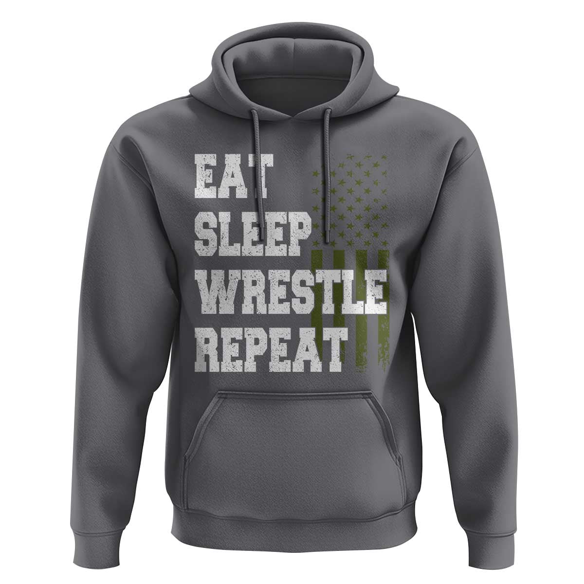 Eat Sleep Wrestle Repeat Hoodie Funny Wrestling Gym American Flag - Wonder Print Shop