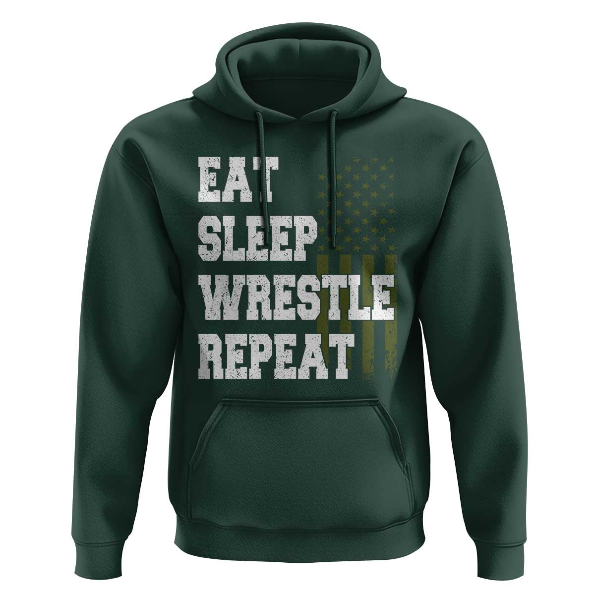Eat Sleep Wrestle Repeat Hoodie Funny Wrestling Gym American Flag - Wonder Print Shop