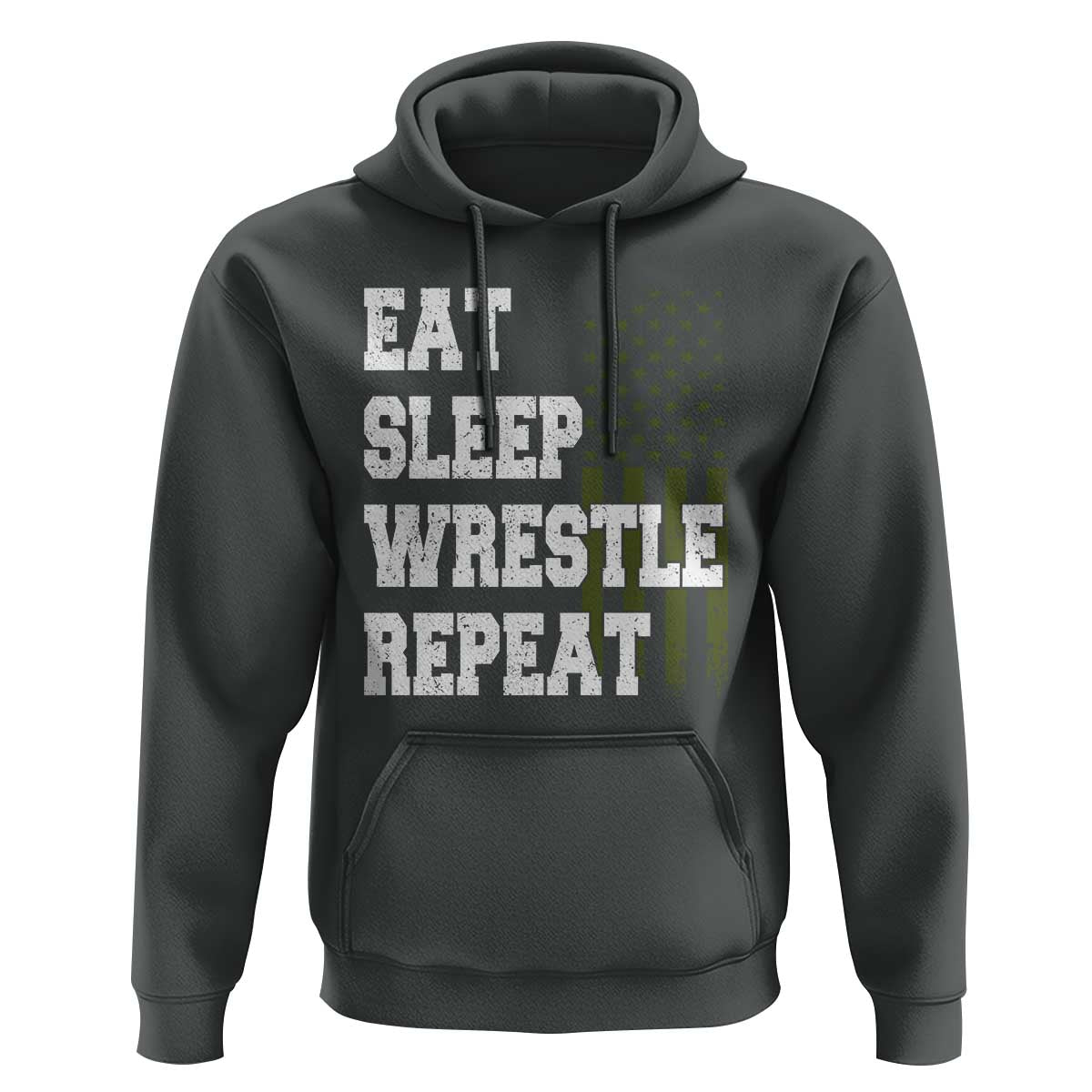 Eat Sleep Wrestle Repeat Hoodie Funny Wrestling Gym American Flag - Wonder Print Shop