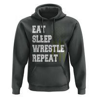 Eat Sleep Wrestle Repeat Hoodie Funny Wrestling Gym American Flag - Wonder Print Shop