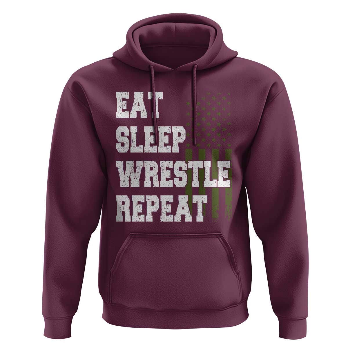Eat Sleep Wrestle Repeat Hoodie Funny Wrestling Gym American Flag - Wonder Print Shop