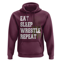 Eat Sleep Wrestle Repeat Hoodie Funny Wrestling Gym American Flag - Wonder Print Shop