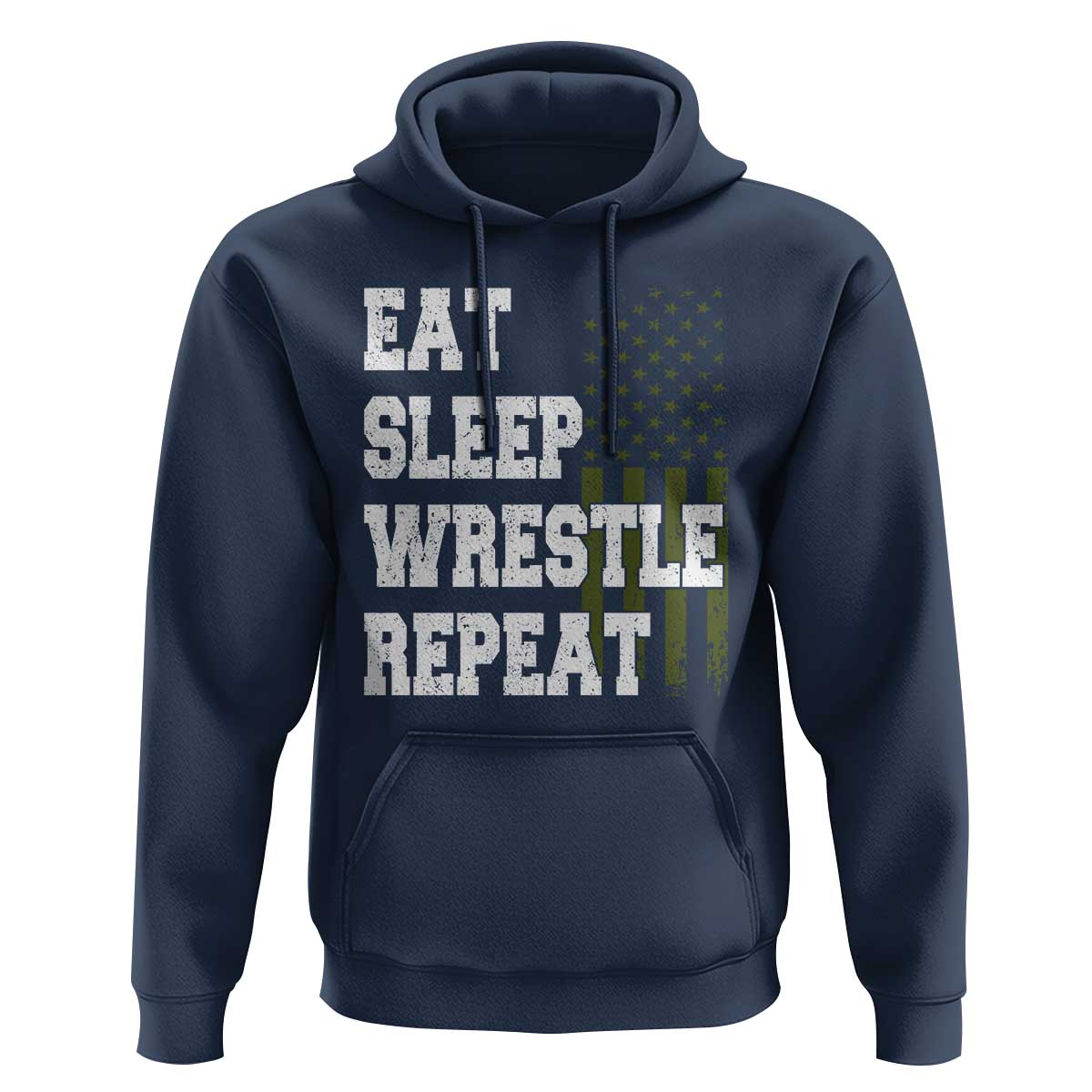 Eat Sleep Wrestle Repeat Hoodie Funny Wrestling Gym American Flag - Wonder Print Shop