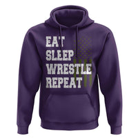 Eat Sleep Wrestle Repeat Hoodie Funny Wrestling Gym American Flag - Wonder Print Shop