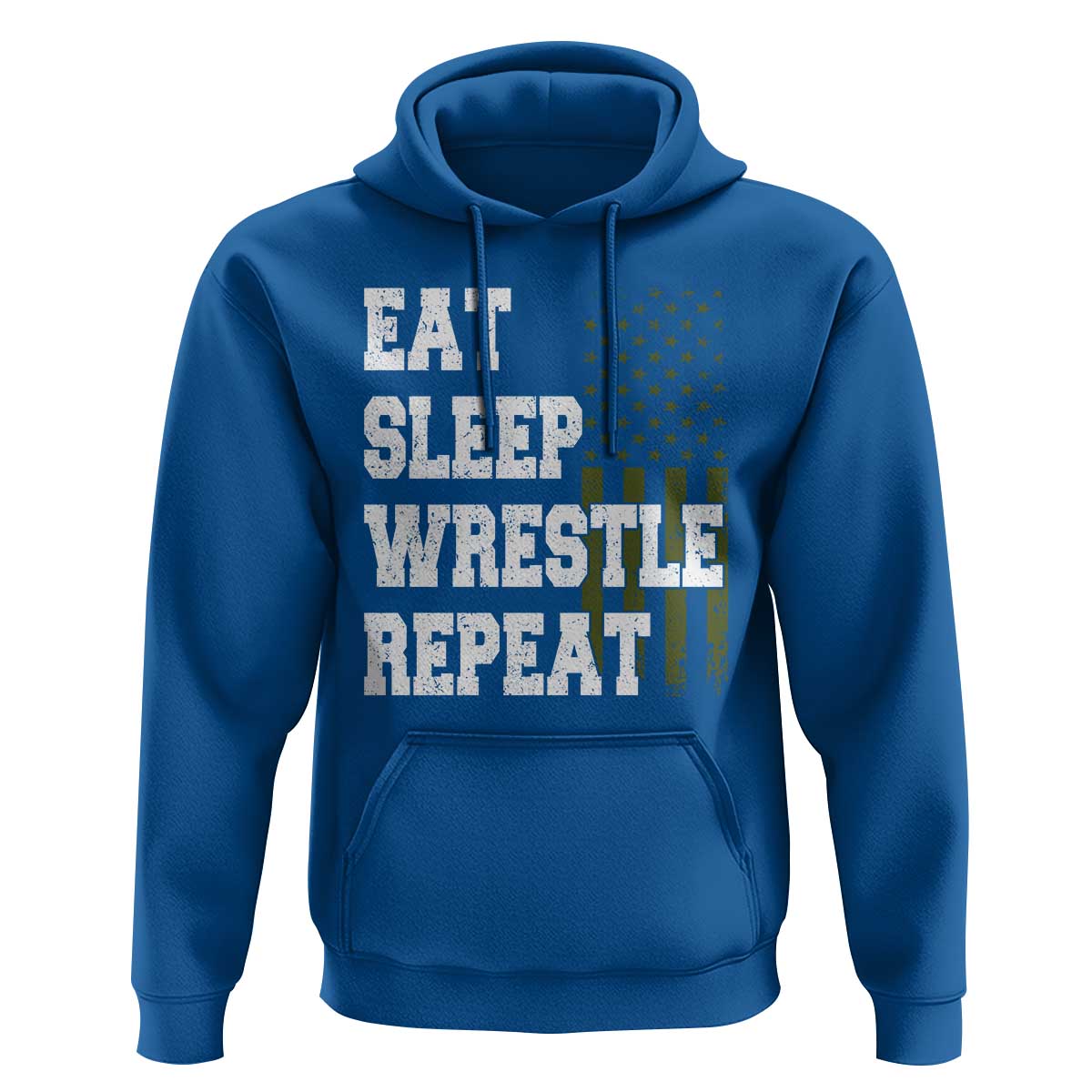 Eat Sleep Wrestle Repeat Hoodie Funny Wrestling Gym American Flag - Wonder Print Shop