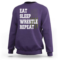 Eat Sleep Wrestle Repeat Sweatshirt Funny Wrestling Gym American Flag - Wonder Print Shop