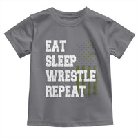 Eat Sleep Wrestle Repeat Toddler T Shirt Funny Wrestling Gym American Flag - Wonder Print Shop