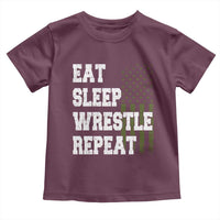 Eat Sleep Wrestle Repeat Toddler T Shirt Funny Wrestling Gym American Flag - Wonder Print Shop