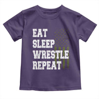 Eat Sleep Wrestle Repeat Toddler T Shirt Funny Wrestling Gym American Flag - Wonder Print Shop