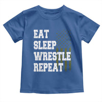 Eat Sleep Wrestle Repeat Toddler T Shirt Funny Wrestling Gym American Flag - Wonder Print Shop