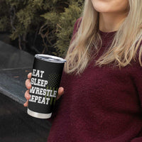 Eat Sleep Wrestle Repeat Tumbler Cup Funny Wrestling Gym American Flag - Wonder Print Shop