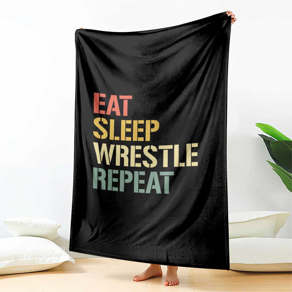 Eat Sleep Wrestle Repeat Throw Blanket Cool Wrestling - Wonder Print Shop