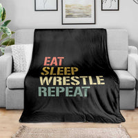 Eat Sleep Wrestle Repeat Throw Blanket Cool Wrestling - Wonder Print Shop