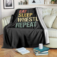 Eat Sleep Wrestle Repeat Throw Blanket Cool Wrestling - Wonder Print Shop