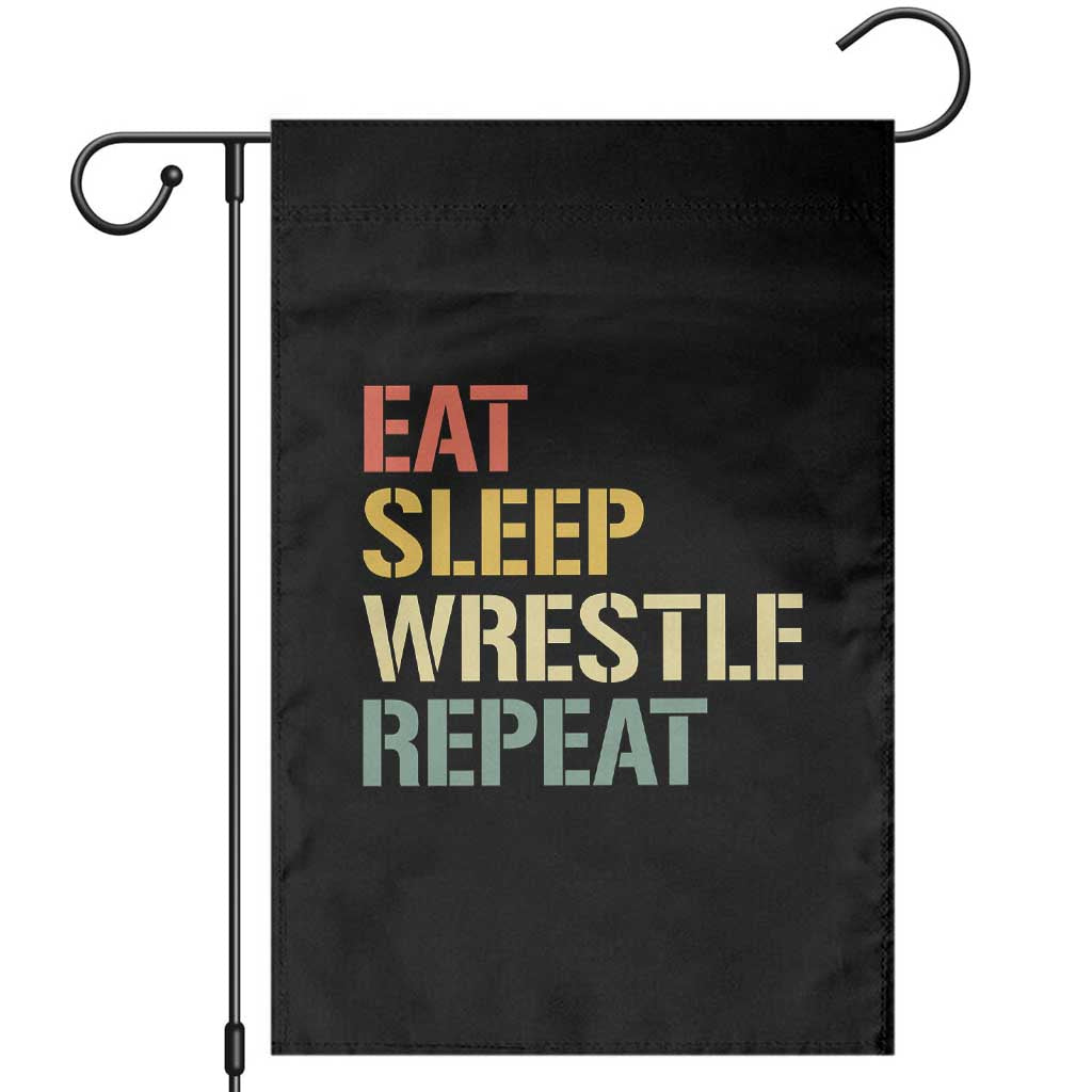 Eat Sleep Wrestle Repeat Garden Flag Cool Wrestling - Wonder Print Shop