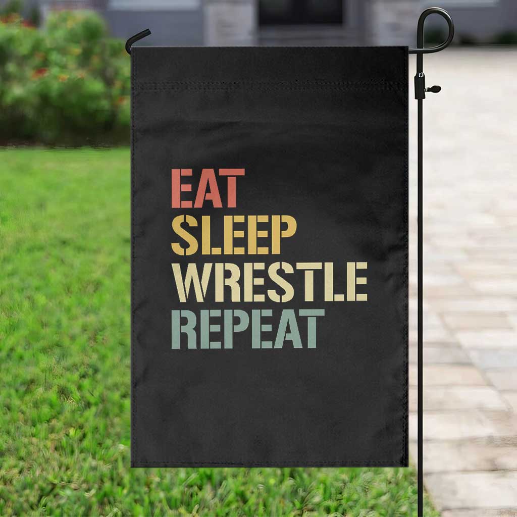 Eat Sleep Wrestle Repeat Garden Flag Cool Wrestling - Wonder Print Shop
