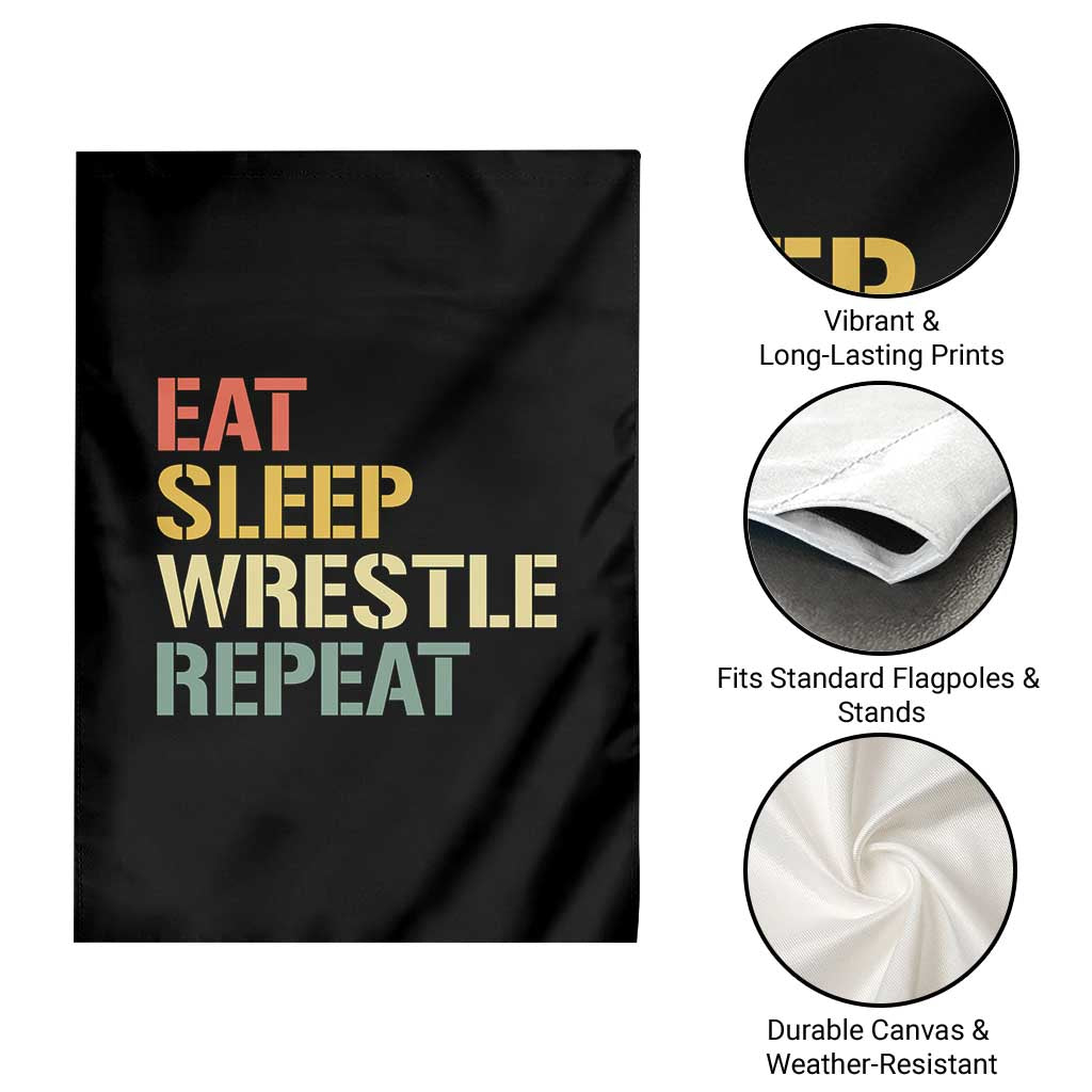 Eat Sleep Wrestle Repeat Garden Flag Cool Wrestling - Wonder Print Shop