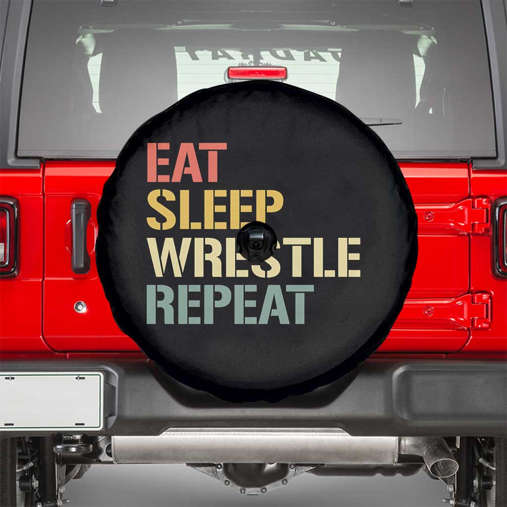 Eat Sleep Wrestle Repeat Spare Tire Cover Cool Wrestling - Wonder Print Shop
