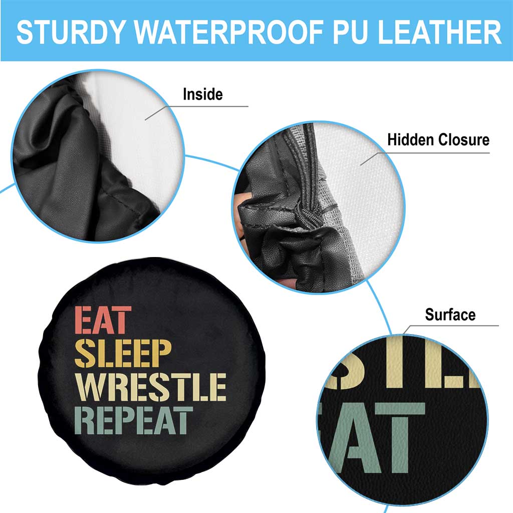 Eat Sleep Wrestle Repeat Spare Tire Cover Cool Wrestling - Wonder Print Shop
