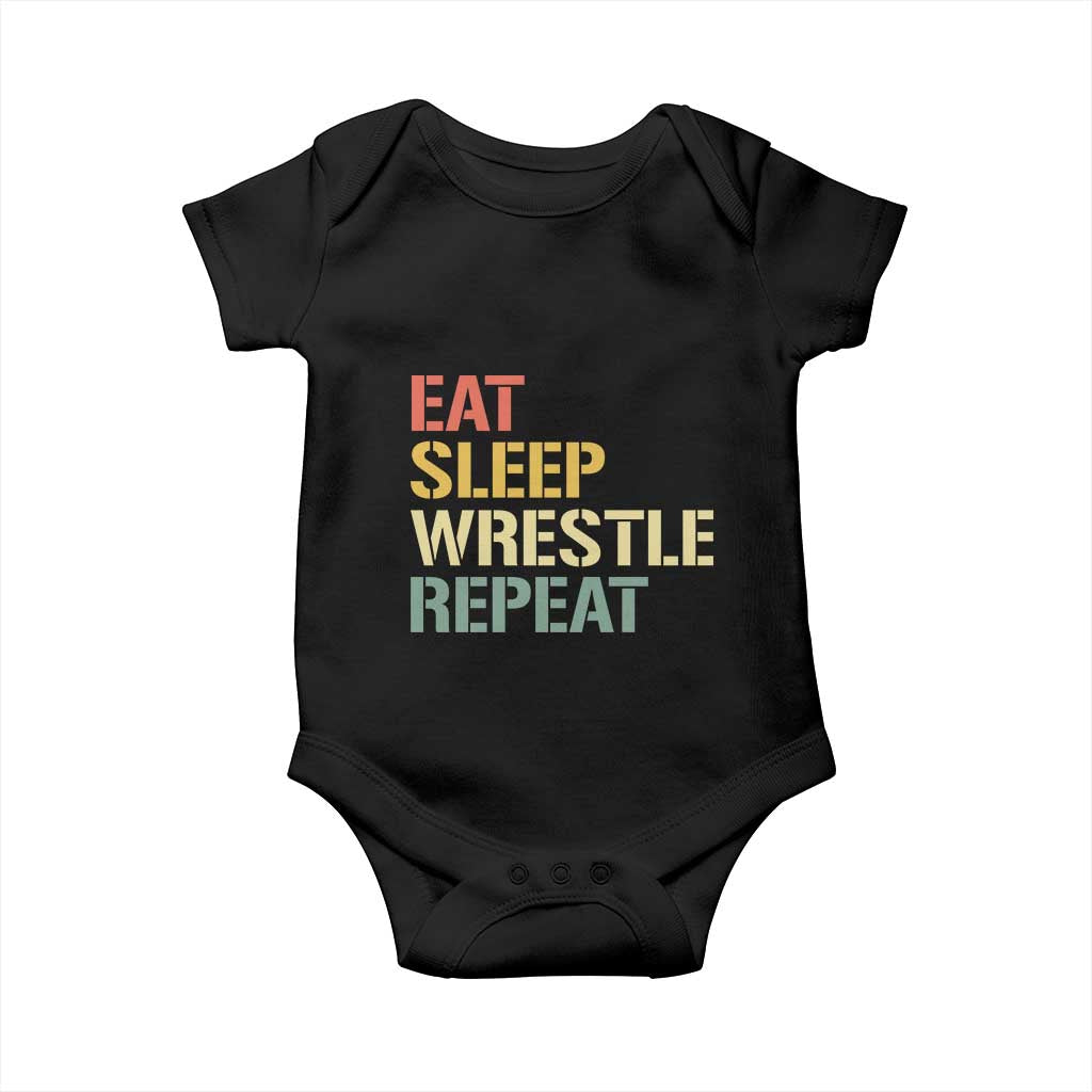 Eat Sleep Wrestle Repeat Baby Onesie Cool Wrestling - Wonder Print Shop