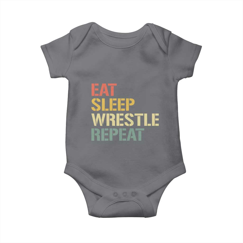 Eat Sleep Wrestle Repeat Baby Onesie Cool Wrestling - Wonder Print Shop