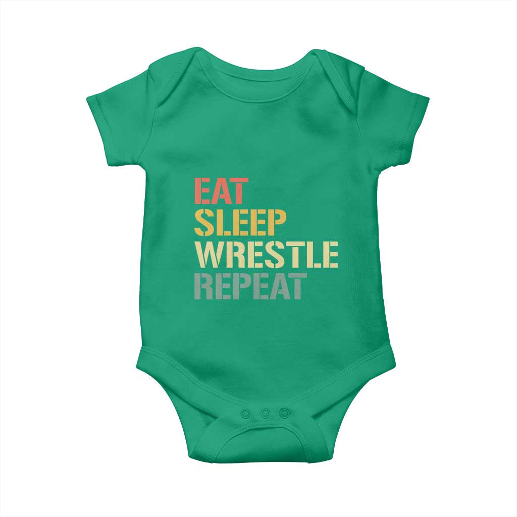 Eat Sleep Wrestle Repeat Baby Onesie Cool Wrestling - Wonder Print Shop