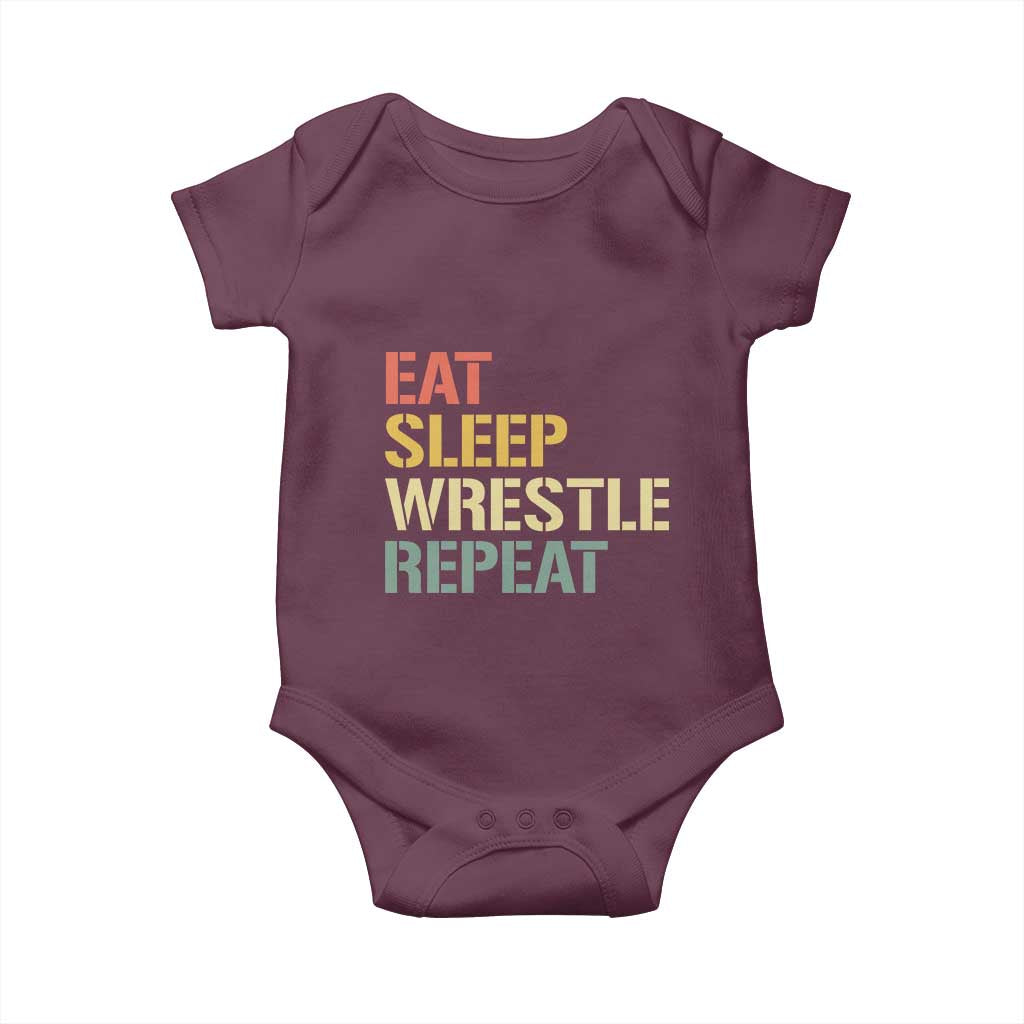 Eat Sleep Wrestle Repeat Baby Onesie Cool Wrestling - Wonder Print Shop