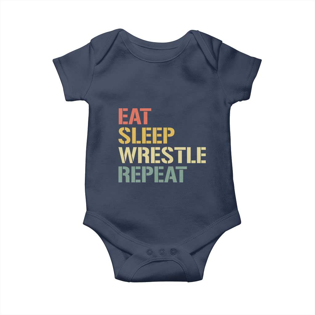 Eat Sleep Wrestle Repeat Baby Onesie Cool Wrestling - Wonder Print Shop