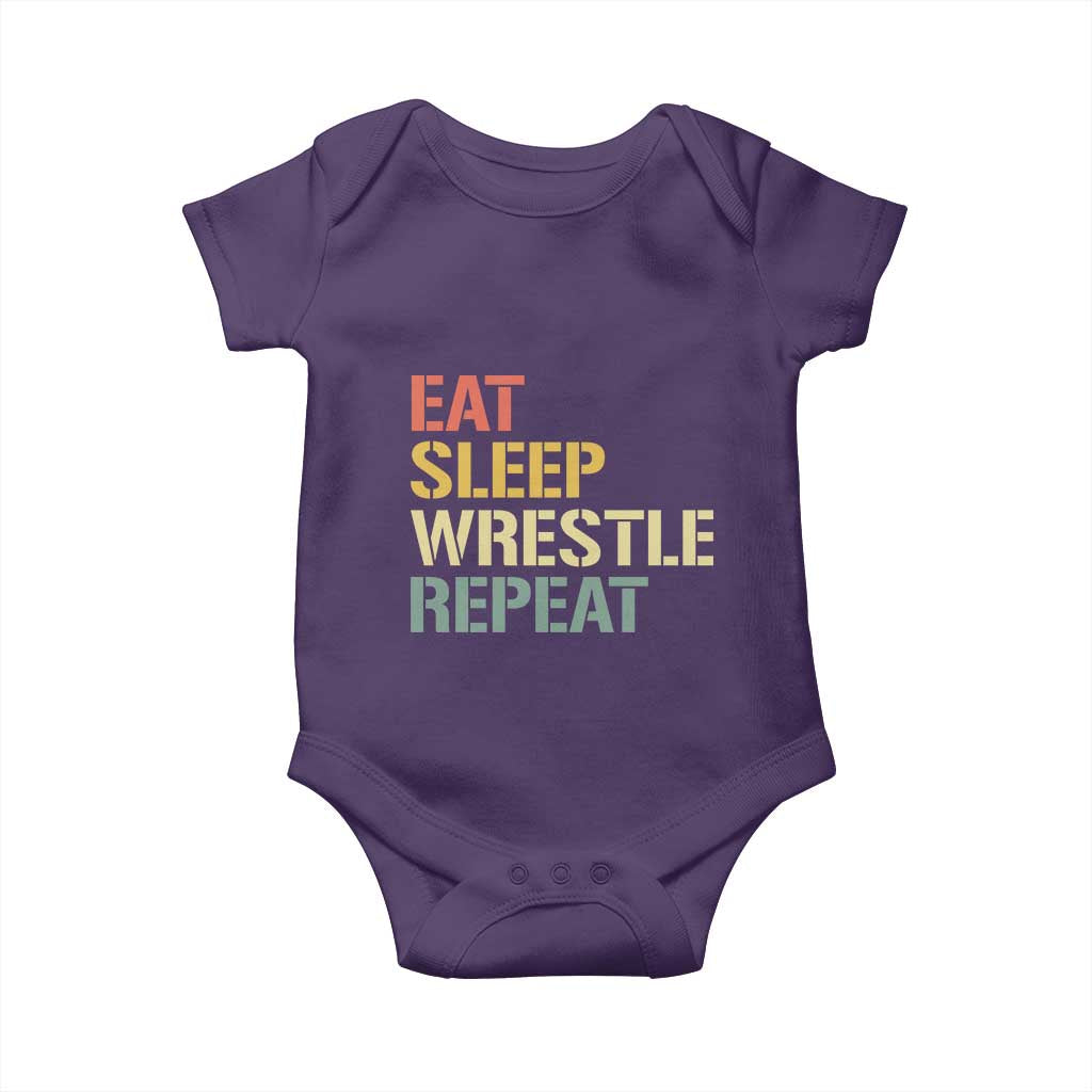 Eat Sleep Wrestle Repeat Baby Onesie Cool Wrestling - Wonder Print Shop
