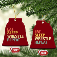 Eat Sleep Wrestle Repeat Ceramic Ornament Cool Wrestling - Wonder Print Shop