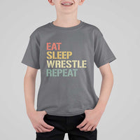 Eat Sleep Wrestle Repeat T Shirt For Kid Cool Wrestling - Wonder Print Shop