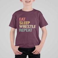 Eat Sleep Wrestle Repeat T Shirt For Kid Cool Wrestling - Wonder Print Shop