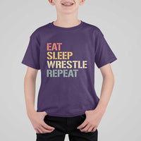 Eat Sleep Wrestle Repeat T Shirt For Kid Cool Wrestling - Wonder Print Shop