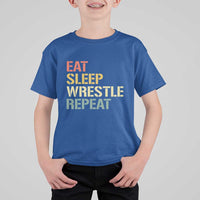 Eat Sleep Wrestle Repeat T Shirt For Kid Cool Wrestling - Wonder Print Shop