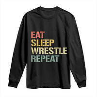 Eat Sleep Wrestle Repeat Long Sleeve Shirt Cool Wrestling - Wonder Print Shop